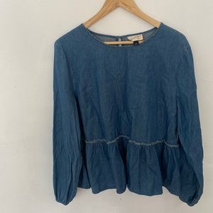 Long sleeve denim peplum